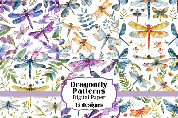 13 Dragonfly Seamless Backgrounds: A Designer's Resource