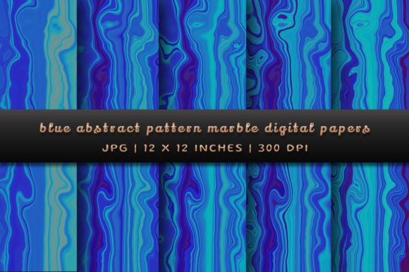 Blue Abstract Pattern Marble Digital Papers