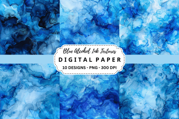 Blue Alcohol Ink Textures: Dynamic Digital Artistry