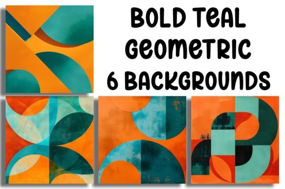 Bold Teal Geometric Backgrounds: Ignite Nostalgic Vibrancy