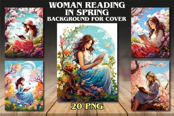 Capture Serenity: The Art of Woman Reading in Spring Backgrounds