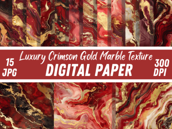 Elevate Designs with Crimson Gold Marble Backgrounds