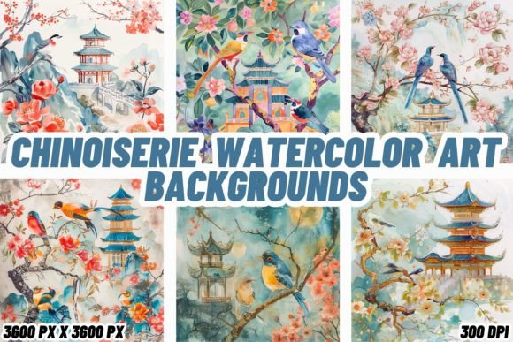 Elevate Your Brand with Chinoiseries Watercolor Art Backgrounds
