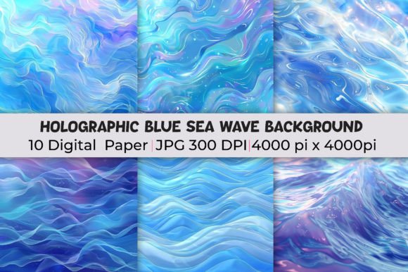 Elevate Your Projects with Holographic Blue Sea Wave Backgrounds