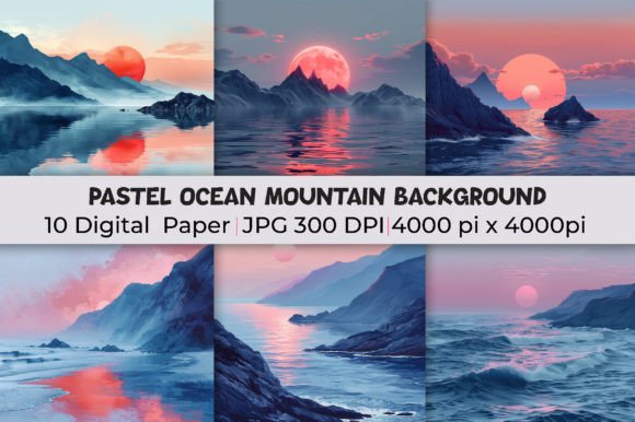 Elevate Your Projects with Pastel Ocean Mountain Backgrounds