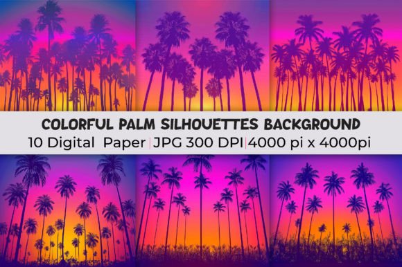 Elevate Your Visuals with Colorful Palm Silhouettes Backgrounds