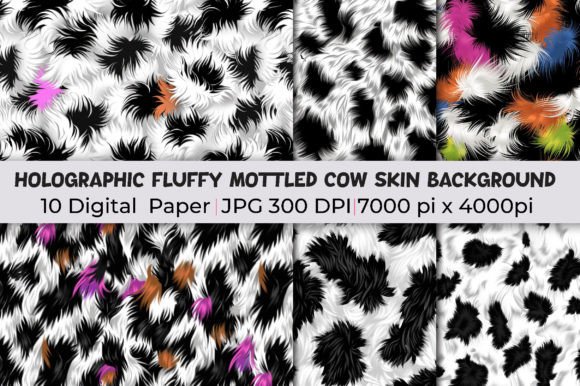 Elevate Your Visuals with Holographic Fluffy Cow Skin Backgrounds
