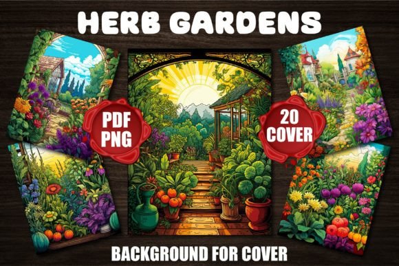 Herb Gardens Backgrounds: Aesthetic Covers for Creative Projects