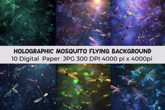 Holographic Mosquito Flying Backgrounds: A Modern Design Asset