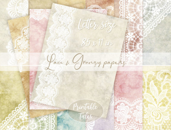 Letter Size Lace & Grungy Backgrounds: Romantic Texture for Your Projects