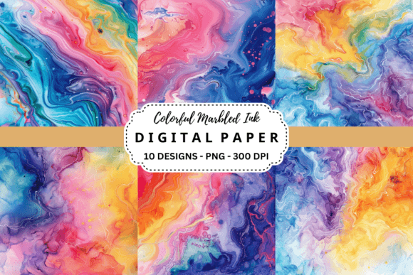 Transform Your Designs with Colorful Marbled Ink Backgrounds