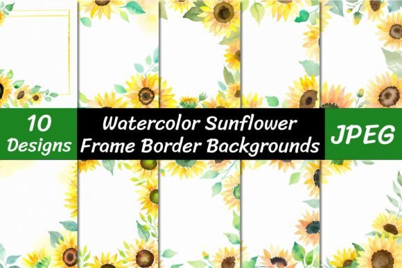Watercolor Sunflower Frame Backgrounds: Infuse Designs with Natural Warmth