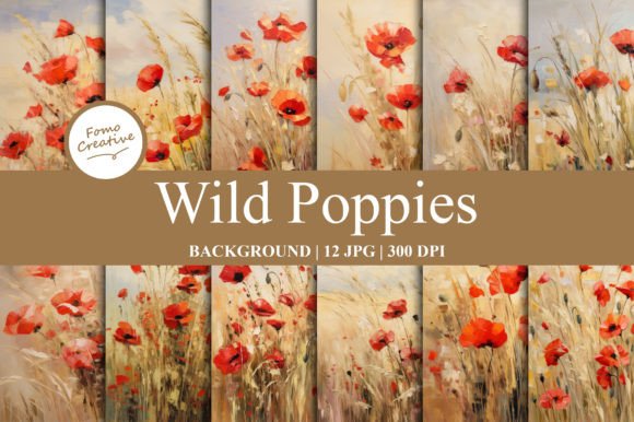 Wild Poppies Backgrounds: Digital Design Assets for Creative Projects
