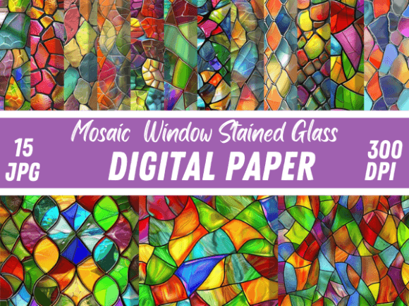Window Stained Glass Mosaic Backgrounds: A Digital Design Asset